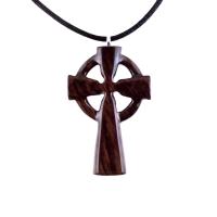 Wooden Celtic Cross Pendant, Hand Carved Celtic Cross Necklace, Wood Cross Necklace Gift for Him, Irish Christian Jewelry