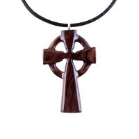 Wooden Celtic Cross Pendant, Hand Carved Celtic Cross Necklace, Wood Cross Necklace Gift for Him, Irish Christian Jewelry