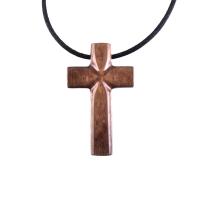Wooden Cross Necklace, Hand Carved Cross Pendant, Mens Christian Wood Jewelry, One of a Kind Gift for Him