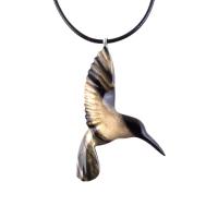 Hummingbird Necklace, Wooden Hummingbird Pendant, Hand Carved Wood Bird Jewelry, One of a Kind Handmade Gift for Her