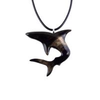 Hand Carved Shark Necklace, Wooden Shark Pendant, Mens Wood Necklace, One of a Kind Gift for Him, Nautical Jewelry