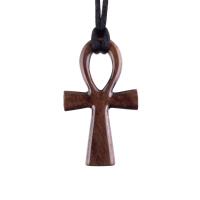 Wood Ankh Pendant, Hand Carved Egyptian Wooden Ankh Cross Necklace for Men or Women, African Jewelry Gift