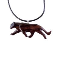 Hand Carved Puma Pendant, Wooden Panther Necklace, Cougar, Mountain Lion, Big Cat Animal Wood Jewelry for Men or Women, Gift for Him Her