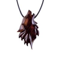 Carved Wolf Pendant, Wooden Wolf Necklace, Spirit Animal Totem, Handmade Wood Jewelry for Men or Women, One of a Kind Gift