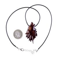 Carved Wolf Pendant, Wooden Wolf Necklace, Spirit Animal Totem, Handmade Wood Jewelry for Men or Women, One of a Kind Gift