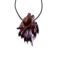 Carved Wolf Pendant, Wooden Wolf Necklace, Spirit Animal Totem, Handmade Wood Jewelry for Men or Women, One of a Kind Gift