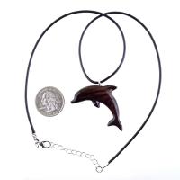 Wooden Dolphin Pendant, Hand Carved Dolphin Necklace, Sea Animal Necklace, Nautical Wood Jewelry for Men or Women