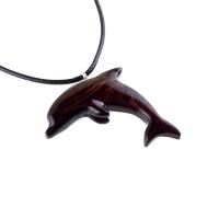 Wooden Dolphin Pendant, Hand Carved Dolphin Necklace, Sea Animal Necklace, Nautical Wood Jewelry for Men or Women