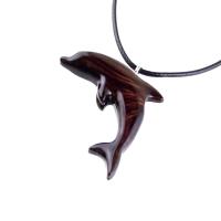 Wooden Dolphin Pendant, Hand Carved Dolphin Necklace, Sea Animal Necklace, Nautical Wood Jewelry for Men or Women
