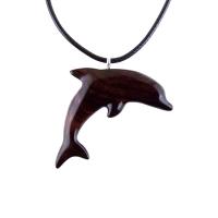 Wooden Dolphin Pendant, Hand Carved Dolphin Necklace, Sea Animal Necklace, Nautical Wood Jewelry for Men or Women