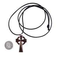 Celtic Cross Pendant, Hand Carved Wood Cross Necklace, Irish Mens Wooden Christian Jewelry, One of a Kind Gift for Him