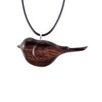 Chickadee Necklace, Hand Carved Wooden Bird Pendant, Wood Bird Jewelry, One of a Kind Gift for Her
