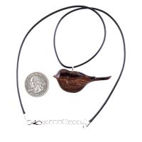 Chickadee Necklace, Hand Carved Wooden Bird Pendant, Wood Bird Jewelry, One of a Kind Gift for Her
