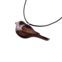 Chickadee Necklace, Hand Carved Wooden Bird Pendant, Wood Bird Jewelry, One of a Kind Gift for Her