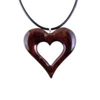 Wooden Heart Pendant, Hand Carved Wood Heart Necklace, 5th Anniversary Gift for Her, One of a Kind Handmade Jewelry