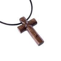 Wooden Cross Necklace, Hand Carved Cross Pendant, Mens Christian Wood Jewelry, One of a Kind Gift for Him