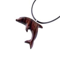 Wooden Dolphin Pendant, Hand Carved Dolphin Necklace, Sea Animal Necklace, Nautical Wood Jewelry for Men or Women