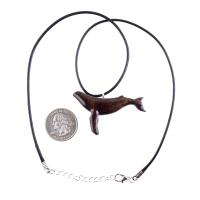 Humpback Whale Pendant, Hand Carved Wooden Sea Animal Necklace, Nautical Wood Jewelry, Whale-watcher Gift for Men Women