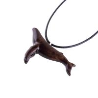 Humpback Whale Pendant, Hand Carved Wooden Sea Animal Necklace, Nautical Wood Jewelry, Whale-watcher Gift for Men Women