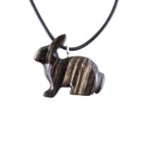 Rabbit Necklace, Hand Carved Wooden Bunny Pendant, Wood Animal Necklace, Pet Animal Totem Jewelry, One of a Kind Gift