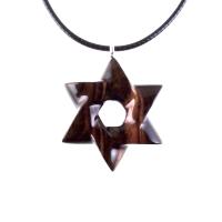 Star of David Pendant, Hand Carved Wooden Jewish Star Necklace for Men or Women, Wood Jewish Jewelry
