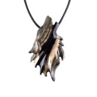Wolf Necklace, Hand Carved Wooden Wolf Pendant for Men or Women, Spirit Animal Totem Woodland Jewelry