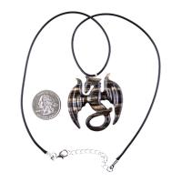 Dragon Necklace for Men Women, Hand Carved Wooden Dragon Pendant, Fantasy Wood Jewelry Gift for Her Him