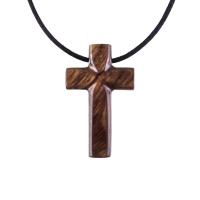Wood Cross Necklace, Hand Carved Wooden Cross Pendant, Christian Jewelry for Men, One of a Kind Gift for Him