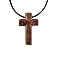 Wood Cross Necklace, Hand Carved Wooden Cross Pendant, Christian Jewelry for Men, One of a Kind Gift for Him