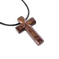 Wood Cross Necklace, Hand Carved Wooden Cross Pendant, Christian Jewelry for Men, One of a Kind Gift for Him
