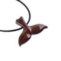 Hand Carved Wooden Orca Whale Tail Pendant, Mens Wood Necklace, Handmade Nautical Jewelry Gift