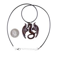 Wooden Dragon Pendant, Hand Carved Dragon Necklace, One of a Kind Fantasy Wood Necklace for Men or Women, Gift for Her Him