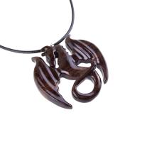 Wooden Dragon Pendant, Hand Carved Dragon Necklace, One of a Kind Fantasy Wood Necklace for Men or Women, Gift for Her Him