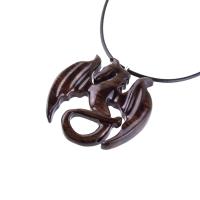 Wooden Dragon Pendant, Hand Carved Dragon Necklace, One of a Kind Fantasy Wood Necklace for Men or Women, Gift for Her Him
