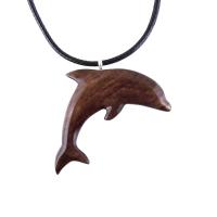Hand Carved Dolphin Necklace, Wooden Dolphin Pendant, Sea Animal Wood Jewelry, Nautical Gift