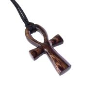 Ankh Necklace, Hand Carved Wooden Ankh Pendant for Men or Women, Egyptian Cross Necklace, Egyptian Jewelry Gift for Him Her