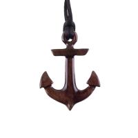 Wooden Anchor Pendant, Hand Carved Sailor Necklace, Mens Nautical Wood Jewelry, Gift for Him