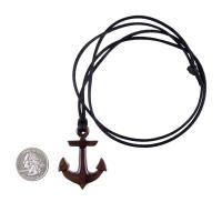 Wooden Anchor Pendant, Hand Carved Sailor Necklace, Mens Nautical Wood Jewelry, Gift for Him