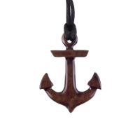 Wooden Anchor Pendant, Hand Carved Sailor Necklace, Mens Nautical Wood Jewelry, Gift for Him