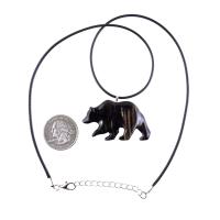 Bear Necklace, Hand Carved Wooden Grizzly Bear Pendant for Men or Women, Woodland Jewelry, Spirit Animal Totem