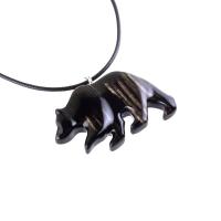 Bear Necklace, Hand Carved Wooden Grizzly Bear Pendant for Men or Women, Woodland Jewelry, Spirit Animal Totem