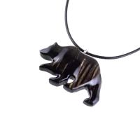 Bear Necklace, Hand Carved Wooden Grizzly Bear Pendant for Men or Women, Woodland Jewelry, Spirit Animal Totem