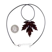 Hand Carved Wooden Leaf Pendant, Maple Leaf Necklace, Woodland Jewelry for Men or Women, Wood Jewelry Gift for Him Her