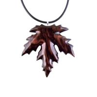 Hand Carved Wooden Leaf Pendant, Maple Leaf Necklace, Woodland Jewelry for Men or Women, Wood Jewelry Gift for Him Her