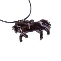 Horse Necklace, Hand Carved Wooden Horse Pendant for Men or Women, Equine Jewelry, Spirit Animal Wood Pendant