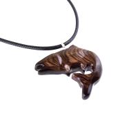 Salmon Necklace, Hand Carved Wooden Fish Pendant, Trout Necklace, Mens Wood Pendant, Fishermen Jewelry, Gift for Him