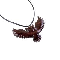 Owl Necklace, Hand Carved Wooden Owl Pendant, Flying Wood Bird Jewelry for Men Women