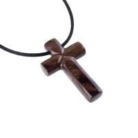 Wood Cross Necklace, Hand Carved Wooden Cross Pendant, Christian Jewelry for Men, One of a Kind Gift for Him