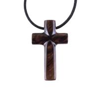 Wood Cross Necklace, Hand Carved Wooden Cross Pendant, Christian Jewelry for Men, One of a Kind Gift for Him