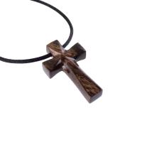Hand Carved Wooden Cross Pendant, Mens Wood Cross Necklace, Handmade Christian Jewelry, One of a Kind Gift for Him